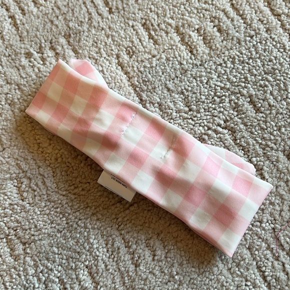 Mud pie pink and white gingham waterproof baby girl headband - Picture 6 of 12
